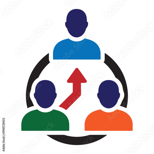 Teamwork and Collaboration Concept with Upward Arrow