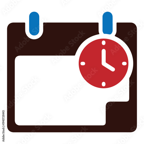 Calendar with Clock Icon Showing Time Management Concept