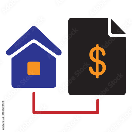 House and Document with Dollar Sign Symbolizing Real Estate Transaction