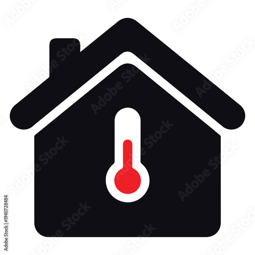 House with thermometer icon showing temperature