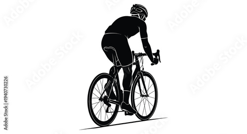 A cyclist rides a road bike from a rear view showcasing a striking black silhouette high quality professional detailed modern elegant