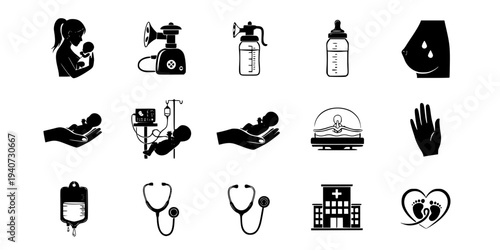 NICU Feeding Support Breast Milk Silhouette