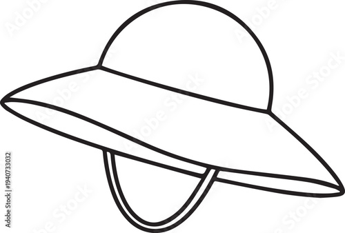 Sun Hat Silhouettes Wide Brim Infant Accessory Vector