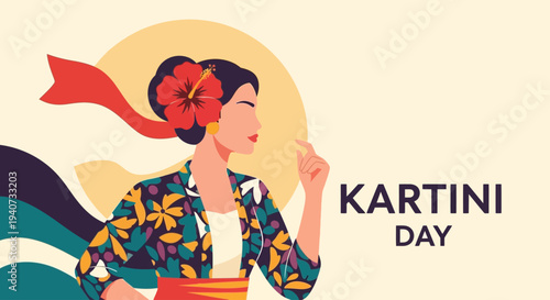 Woman in traditional Indonesian attire celebrating Kartini Day with floral hair accessory
