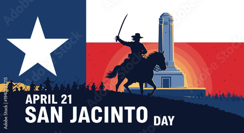 San Jacinto Day April 21 patriotic Texas independence illustration