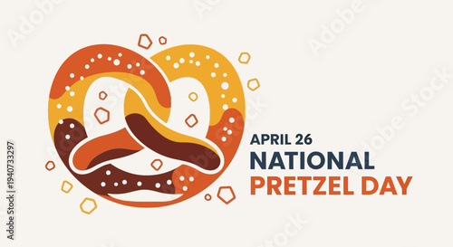 Vibrant pretzel illustration for National Pretzel Day on April 26