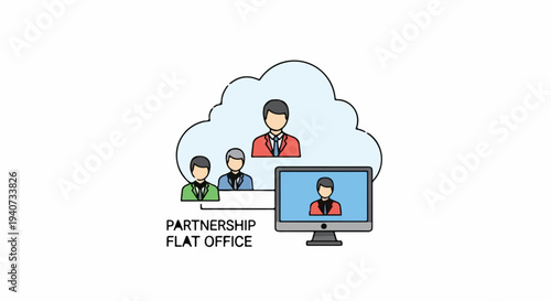 Colleagues collaborating in a flat office environment remotely.