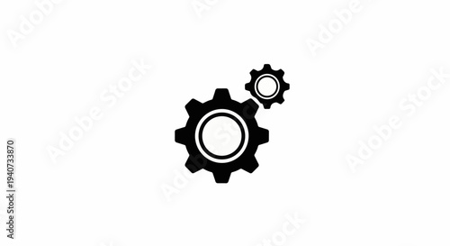 Simple black gear icon with interlocking cogwheels on white background.