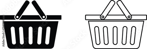 Shopping basket icon set isolated on transparent background, Vector