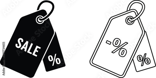 Sale discount tags isolated on transparent background, Vector