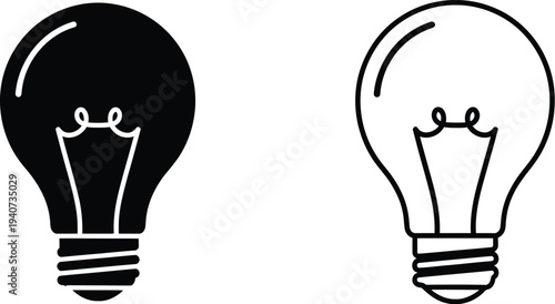 Light bulb ideas concept isolated on transparent background, Vector