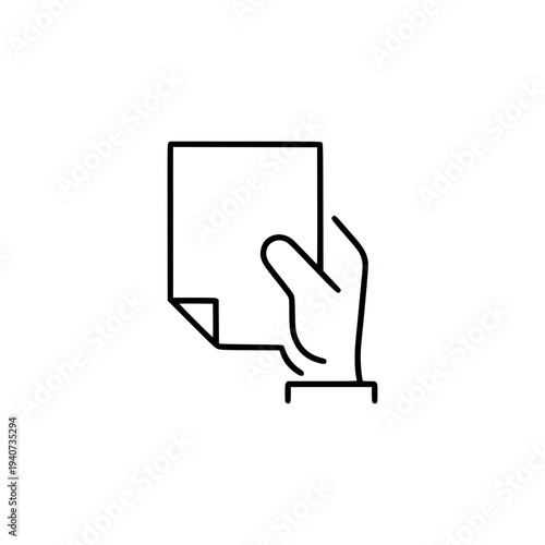 Minimal Line Art Hand Holding Document, File Paper Icon Symbolizing Submission, Application or Document Management Concept