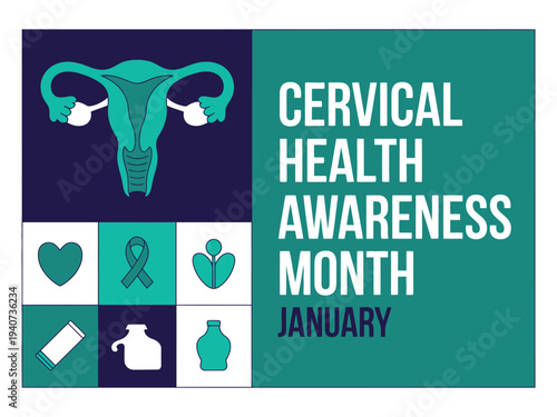 Cervical health awareness month announcement shows female anatomy.