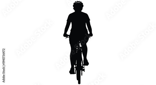 A front view of a cyclist riding a bicycle captured as a striking black silhouette high quality professional detailed modern elegant