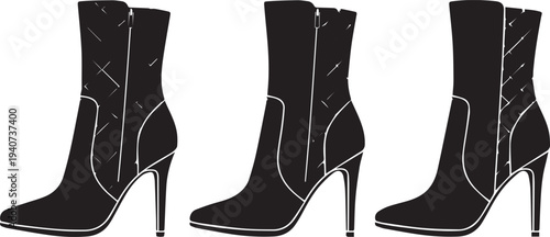 Womens High Heeled Fashion Boot Silhouettes
