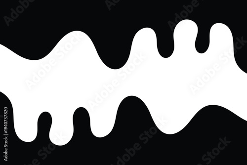 Abstract liquid dripping wave borders set black and white organic flowing shapes