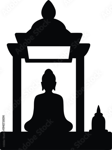 vesak lantern buddha purnima silhouette vector illustration on transparent background