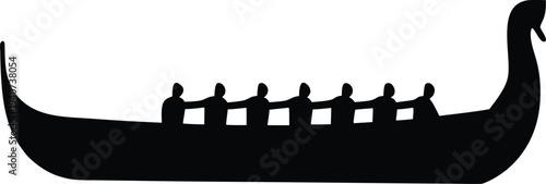 vallam kali snake boat onam silhouette vector illustration on transparent background