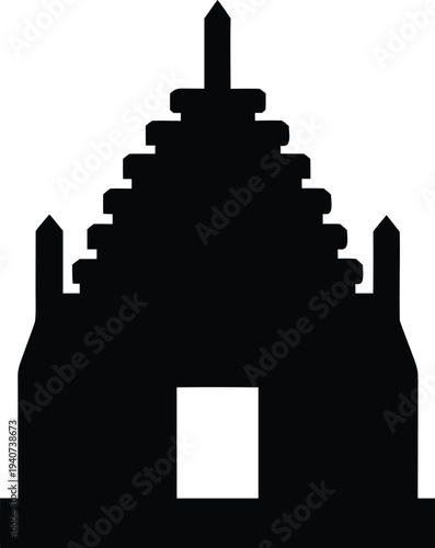pandal durga puja silhouette vector illustration on transparent background