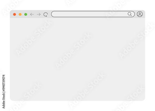 browser window on transparent background.  Web window screen mockup. Internet empty page concept with shadow.