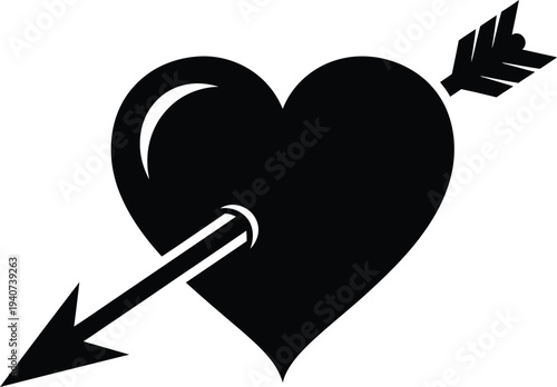 Black heart pierced by an arrow