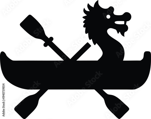 dragon boat festival boat silhouette vector illustration on transparent background