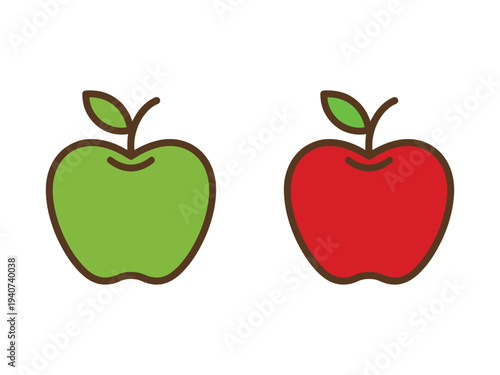 Red and green apples displayed side by side.