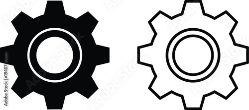 Gear icons, cogwheel, mechanical, engineering, symbol, gear isolated on transparent background, Vector