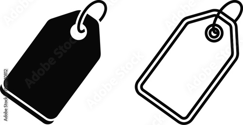 Black and white price tags isolated on transparent background, Vector