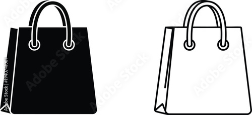 Shopping bags icon set isolated on transparent background, Vector