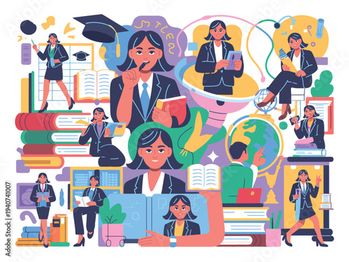 Educator collage represents professional.