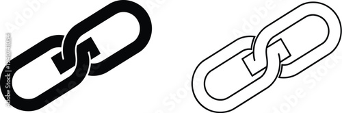 Chain links black and white isolated on transparent background, Vector