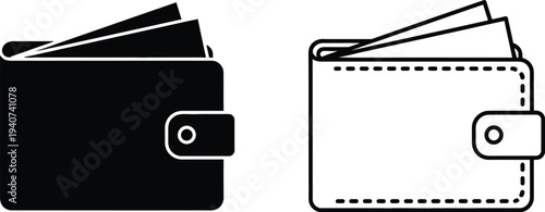 Wallet and card holder illustration isolated on transparent background, Vector