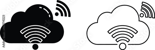 Cloud wifi signal icon isolated on transparent background, Vector