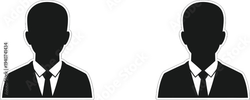 Business silhouettes two men in suits and ties isolated on transparent background, Vector