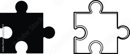 Puzzle pieces coming together teamwork isolated on transparent background, Vector
