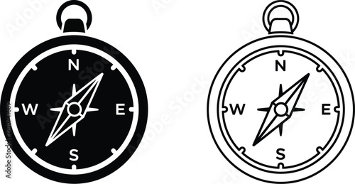 Compass navigation direction isolated on transparent background, Vector