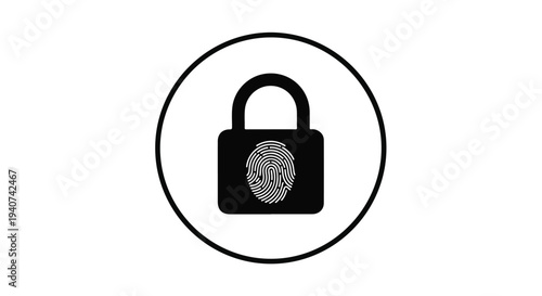 Padlock with fingerprint scan security technology symbol icon vector illustration