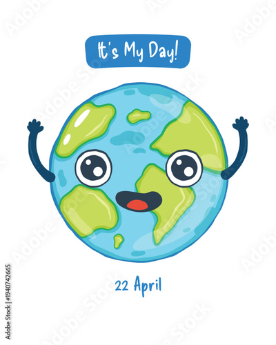 Happy Earth Day! Sweet Cartoon Greeting Card Design