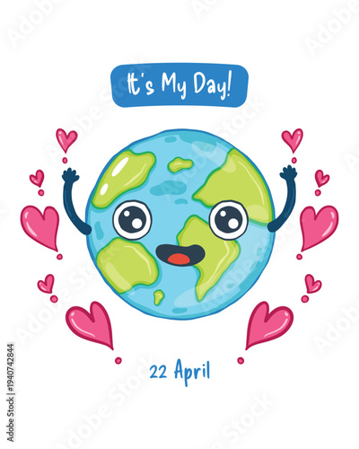 It’s My Day! Cute Cartoon Earth Day Greeting Card