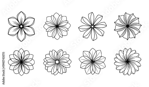 Black and White Flower Icon Vector Illustration Logo Template Trendy Style
