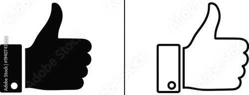 Thumbs up icon like button isolated on transparent background, Vector