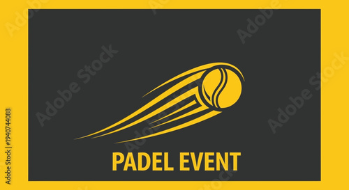 Dynamic Padel Event Logo: Bold Design Featuring a Tennis Ball with Motion Trails