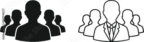 Business team and leadership icons isolated on transparent background, Vector