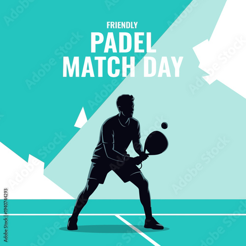 Dynamic Padel Match Day Silhouette: Sporting Action and Friendly Competition Celebration
