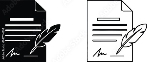 Contracts documents icons isolated on transparent background, Vector