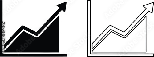 Graph growth chart increase isolated on transparent background, Vector