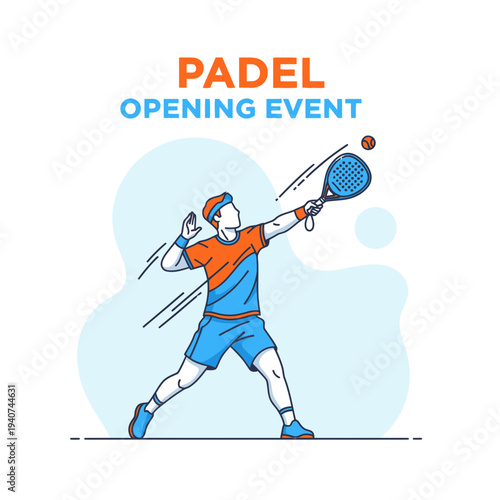 Dynamic Padel Player Performing a Serve at the Grand Opening Sports Tournament Celebration