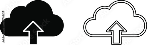 Cloud upload icons isolated on transparent background, Vector