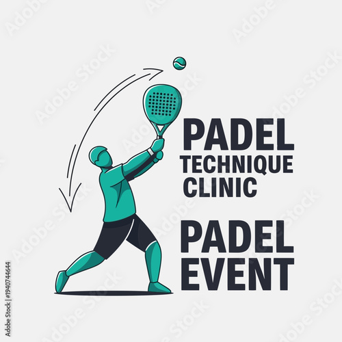Dynamic Padel Player Performing a Skillful Serve in a Modern Line Art Illustration